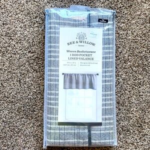 Woven Basketweave 1 Rod Pocket Lined Valance NWT Top Treatment Curtain